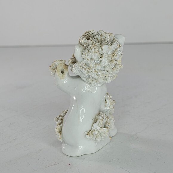 Vintage White Ceramic Spaghetti Kitten Cat Figurine 1950s MCM *FLAW* - Picture 4 of 8